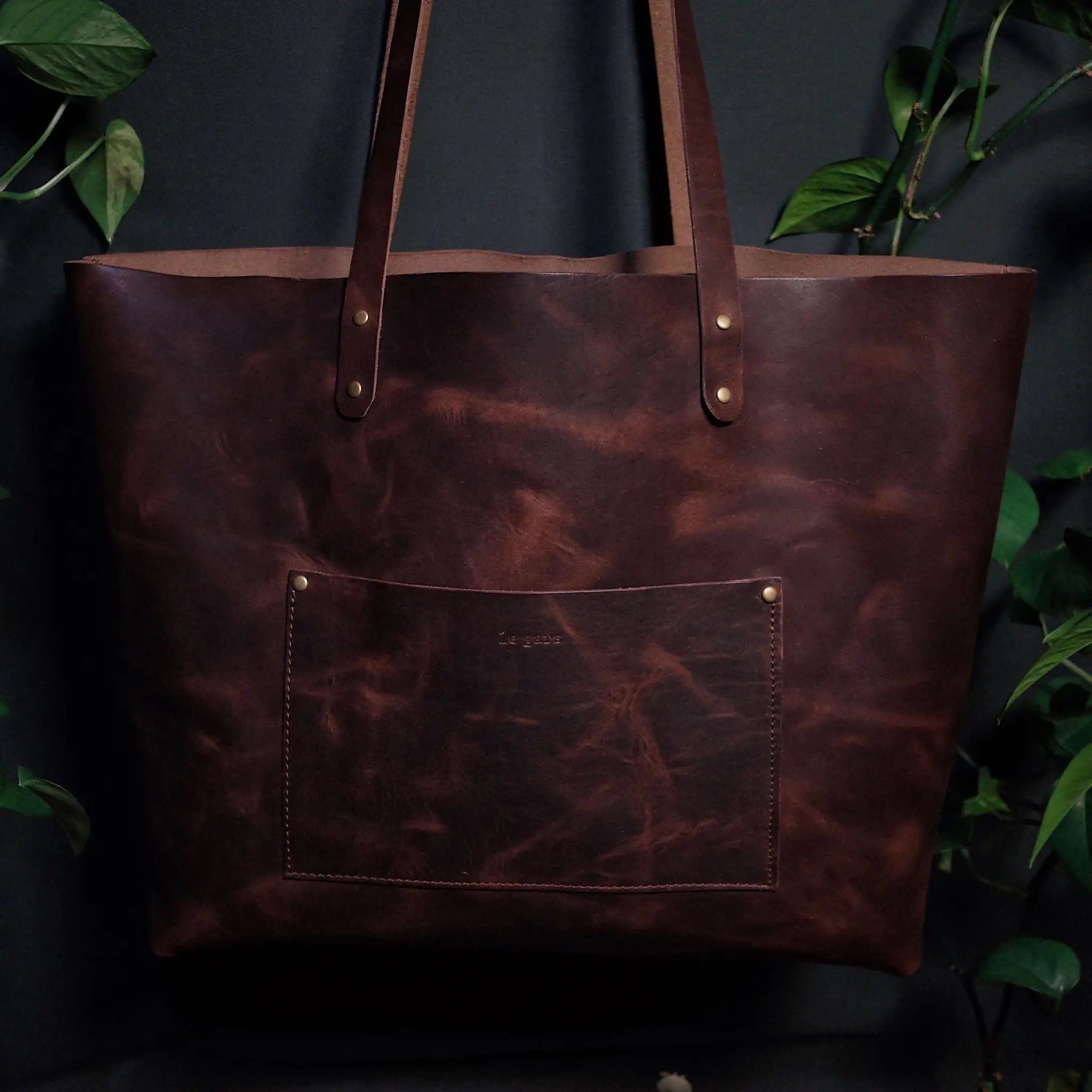 ELEGANT TOTE BAG 40 IN CIDER BROWN SMOOTH CALFSKIN