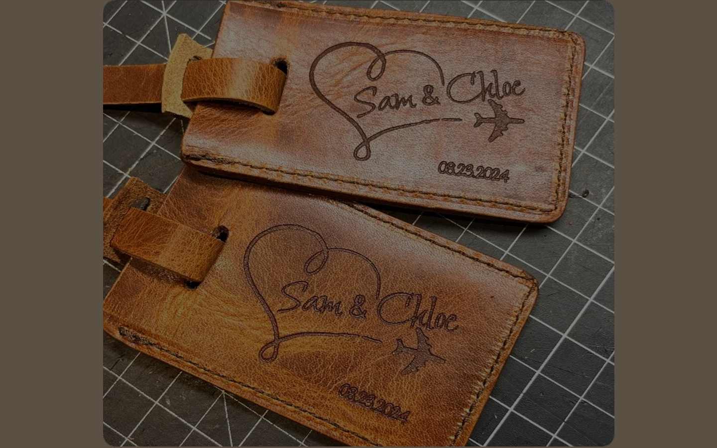 laser engraved customized leather product