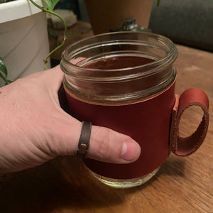 Big red leather cup holder