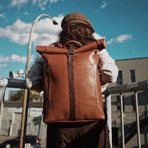 Tan leather backpack womens hot sale