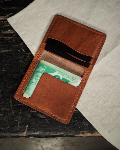 HoMa Wallet – English Tan Compact Men’s Leather Bifold (Horween Derby)