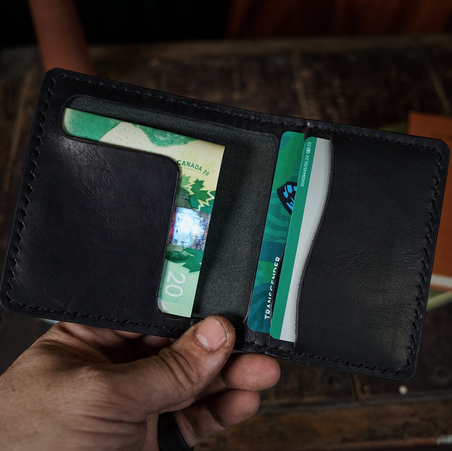 HoMa Wallet – Black Compact Men’s Leather Bifold (Horween Derby)