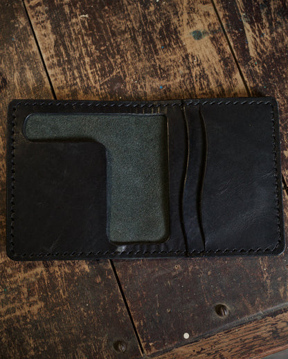 HoMa Wallet – Black Compact Men’s Leather Bifold (Horween Derby)