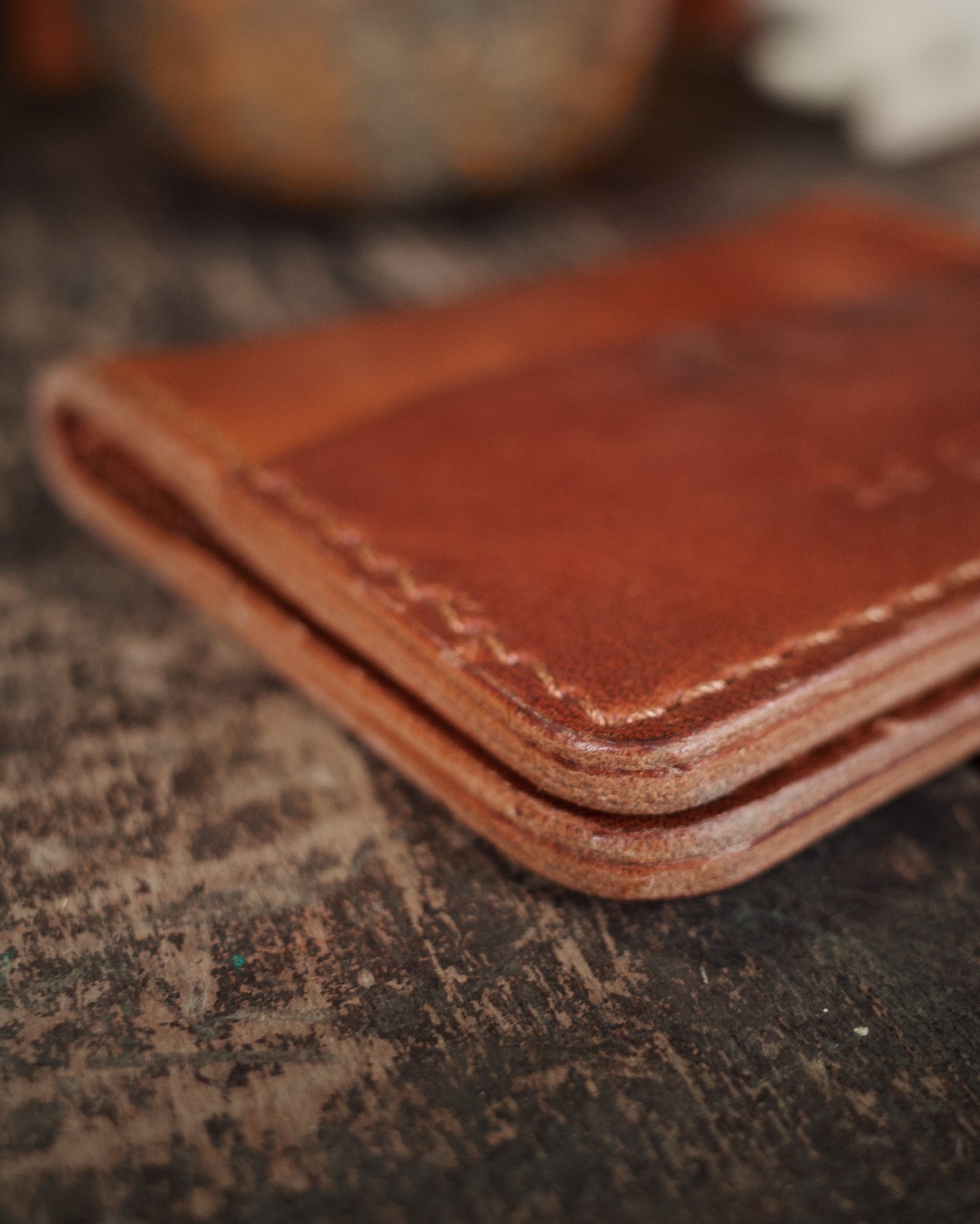 HoMa Wallet – English Tan Compact Men’s Leather Bifold (Horween Derby)