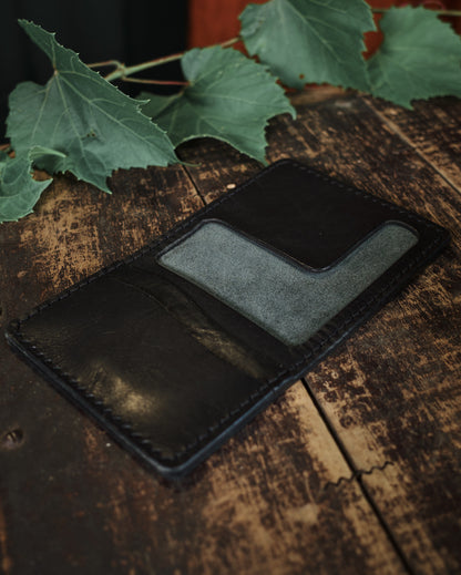 HoMa Wallet – Black Compact Men’s Leather Bifold (Horween Derby)