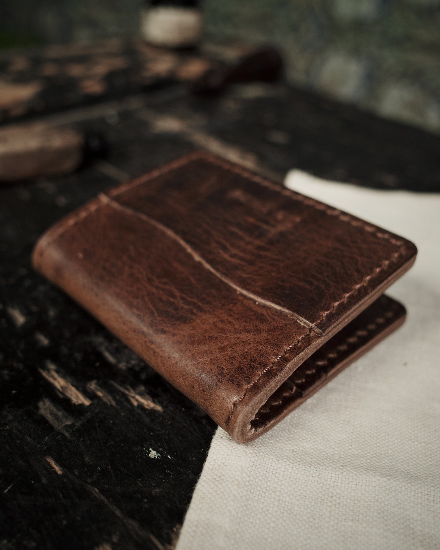 HoMa Dark Brown Leather Wallet – Compact Horween Bifold