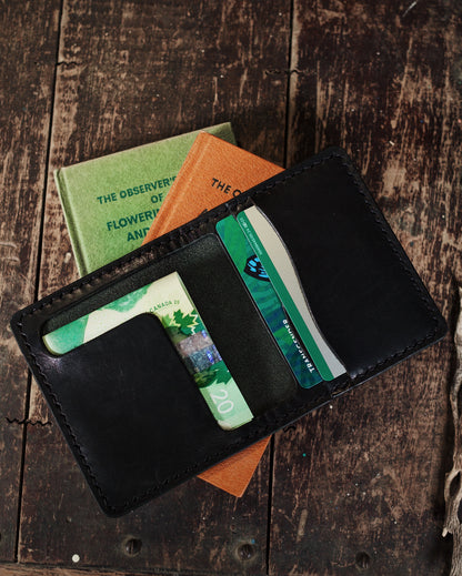 HoMa Wallet – Black Compact Men’s Leather Bifold (Horween Derby)