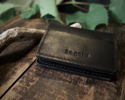 HoMa Wallet – Black Compact Men’s Leather Bifold (Horween Derby)