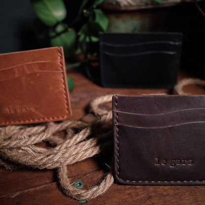 Customizable dark-brown leather wallet with premium stitching
