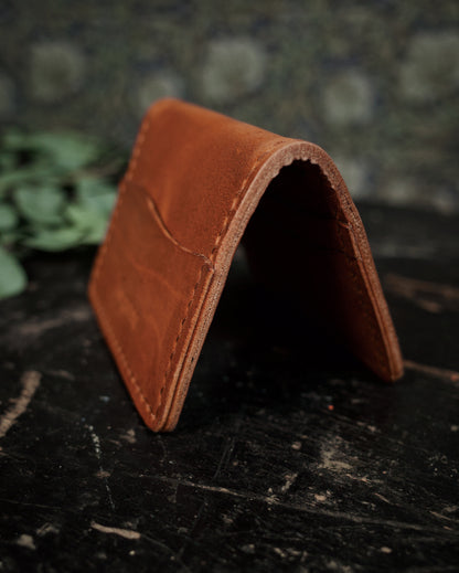 HoMa Wallet – English Tan Compact Men’s Leather Bifold (Horween Derby)