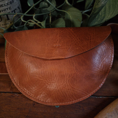 Premium caramel leather belt bag with adjustable strap for light carry
