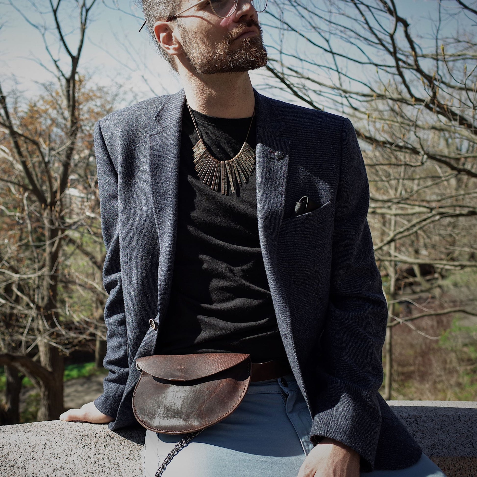 Minimalist chocolate leather belt bag for casual outings
