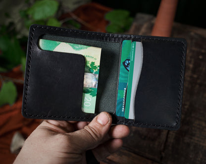 HoMa Wallet – Black Compact Men’s Leather Bifold (Horween Derby)