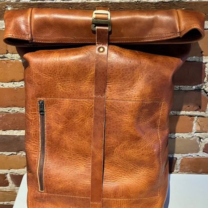 Villeneuve Roll-Top Leather Backpack – English Tan Edition