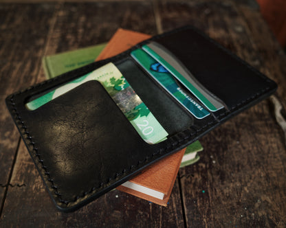HoMa Wallet – Black Compact Men’s Leather Bifold (Horween Derby)