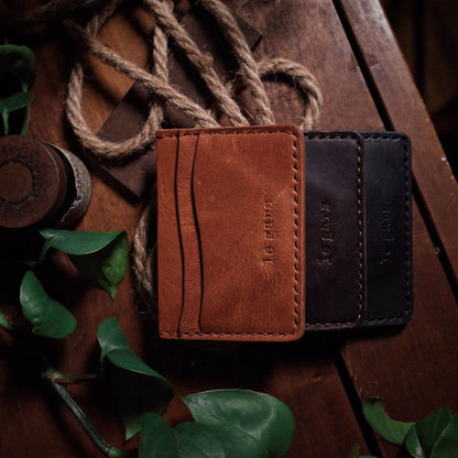 Soft light-brown leather wallet with a minimalist design
