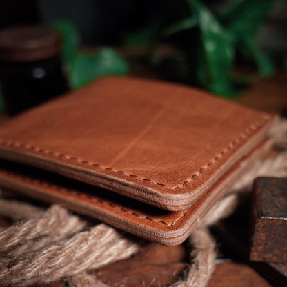 Premium light brown leather wallet with durable stitching
