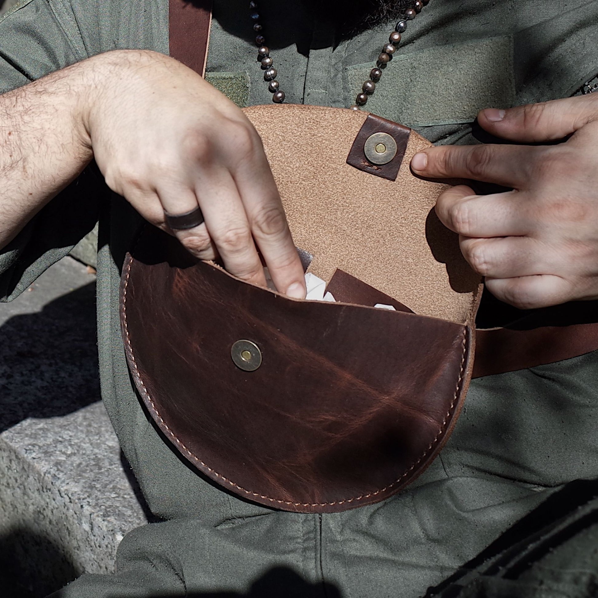 Elegant chocolate leather moon bag for casual parties
