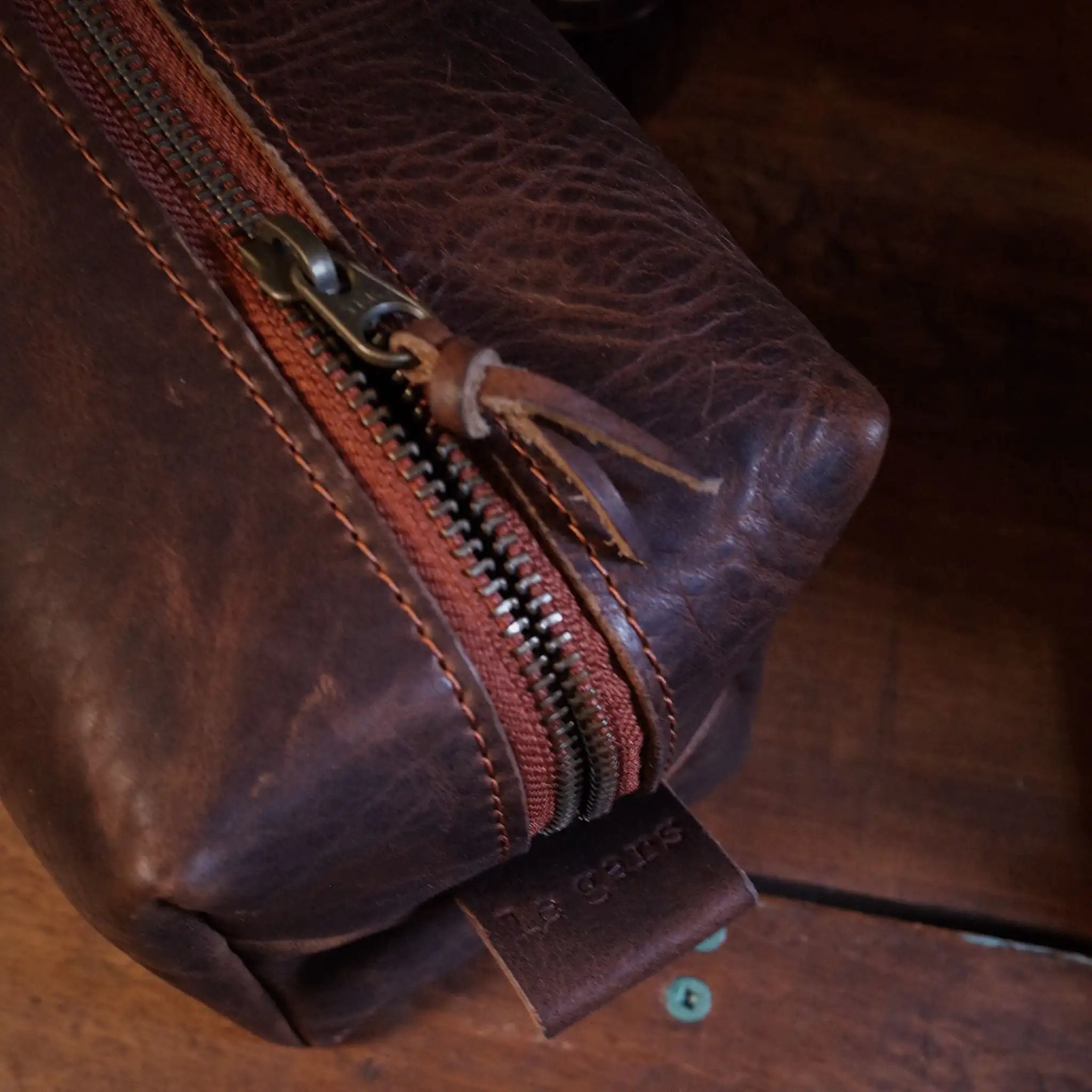 Handmade Dark Brown Leather Dopp Kit – Bag for Travelers