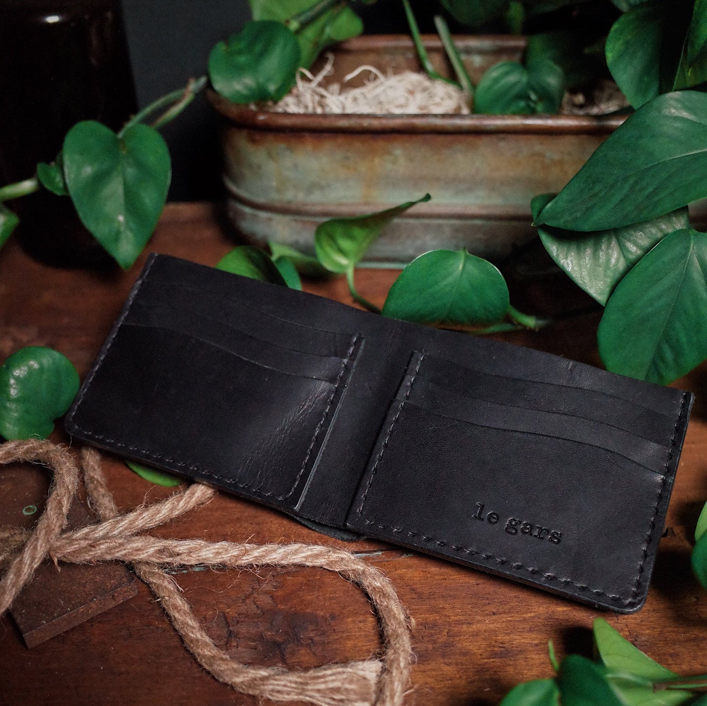 Stylish black leather wallet with premium materials
