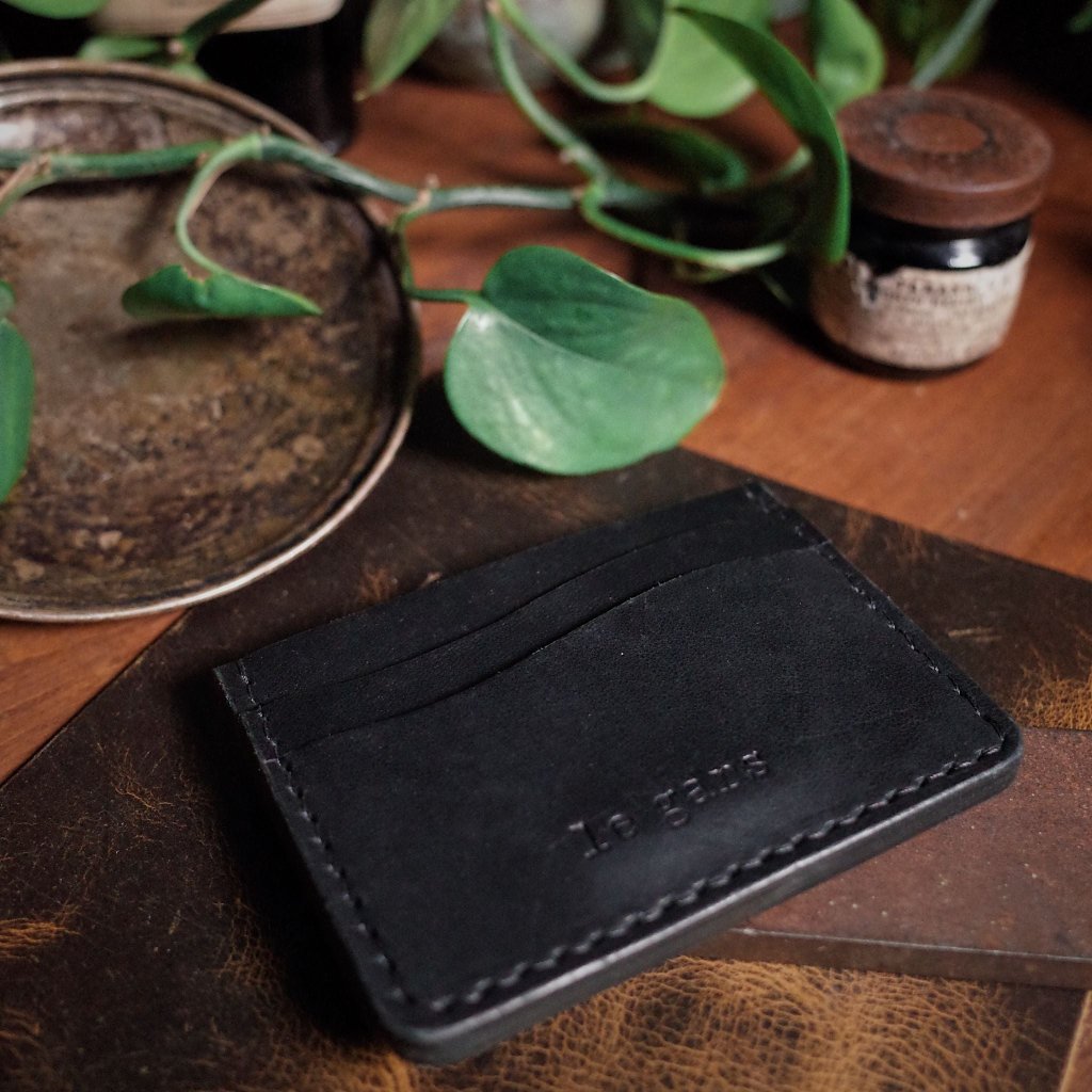 Handmade Beaubien leather wallet in Black, crafted in Montreal