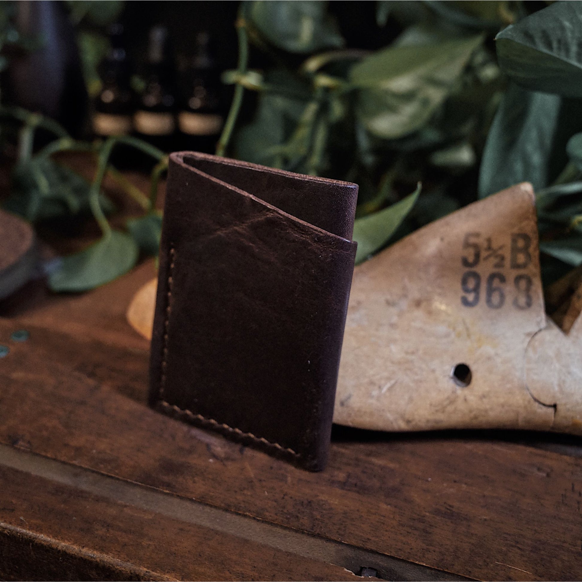 Luxury handcrafted mocha leather cardholder with durable stitching
