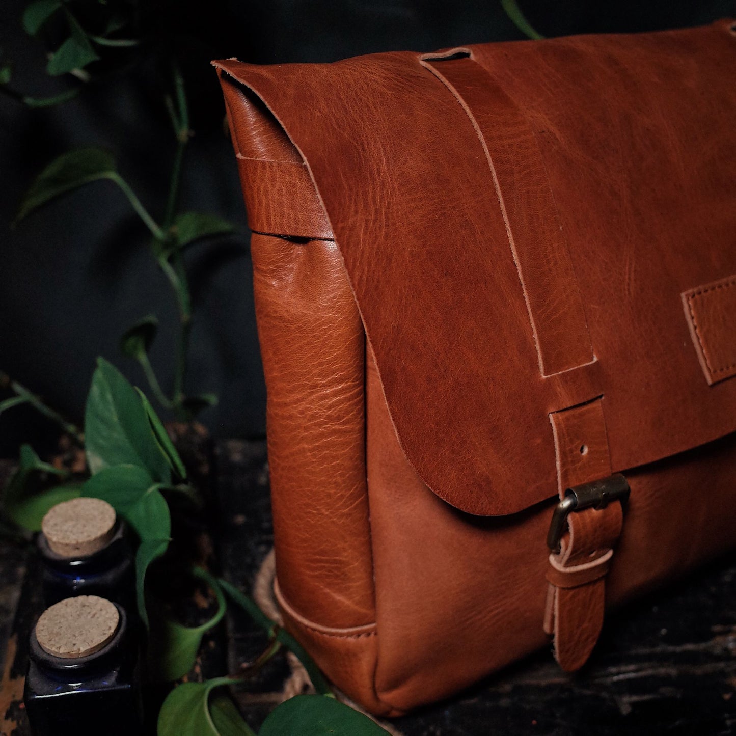 Luxury handcrafted English tan leather satchel for professionals
