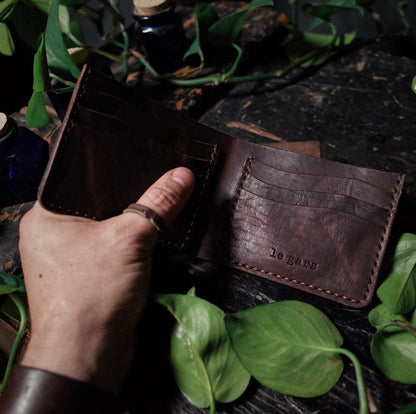 Sleek espresso leather bifold wallet for a professional look
