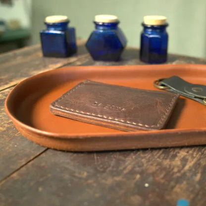 English Tan Molded Leather Valet Tray