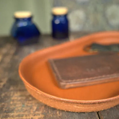 English Tan Molded Leather Valet Tray
