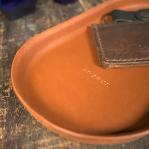 English Tan Molded Leather Valet Tray
