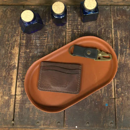 English Tan Molded Leather Valet Tray