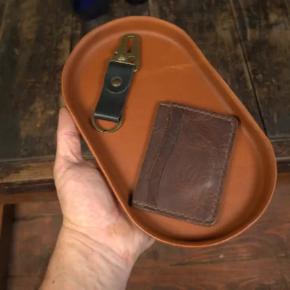 English Tan Molded Leather Valet Tray