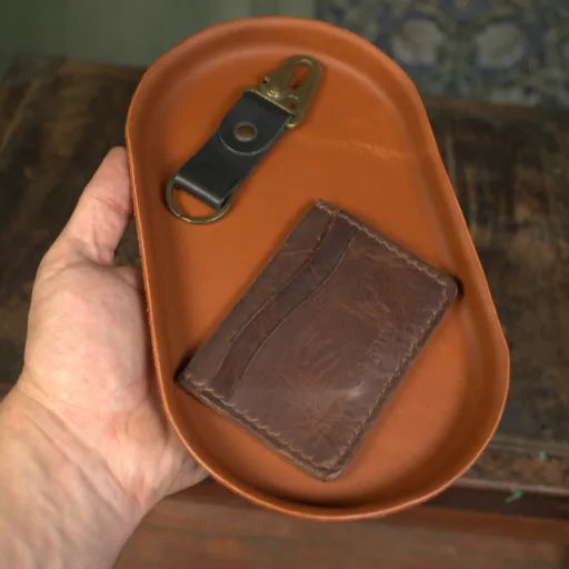 English Tan Molded Leather Valet Tray