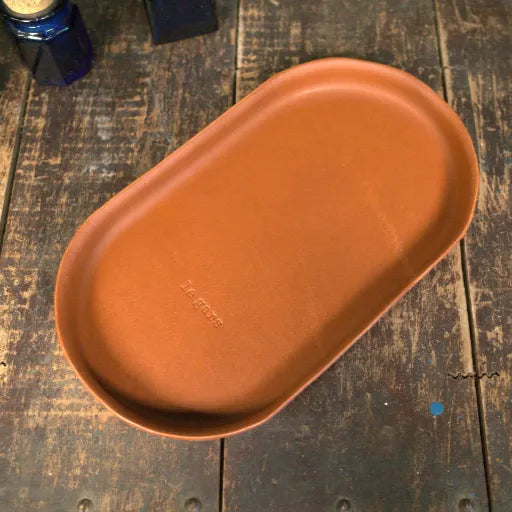 English Tan Molded Leather Valet Tray