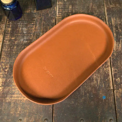 English Tan Molded Leather Valet Tray