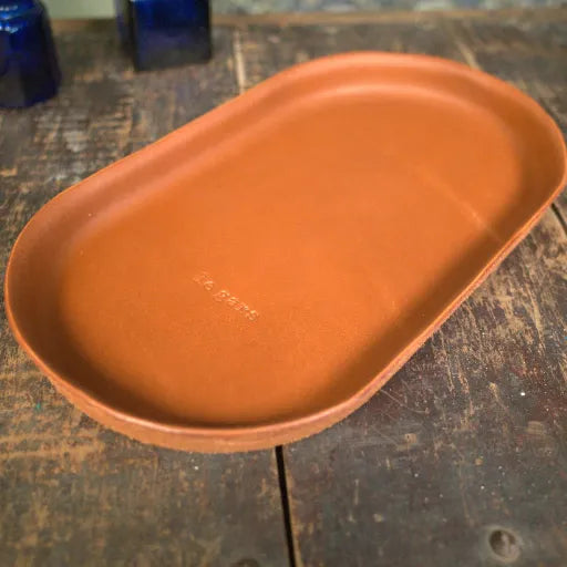 English Tan Molded Leather Valet Tray