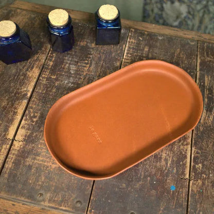 English Tan Molded Leather Valet Tray