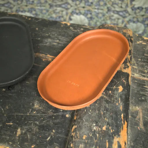 English Tan Molded Leather Valet Tray