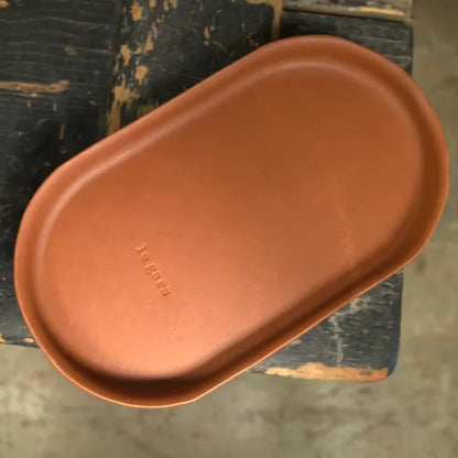 English Tan Molded Leather Valet Tray