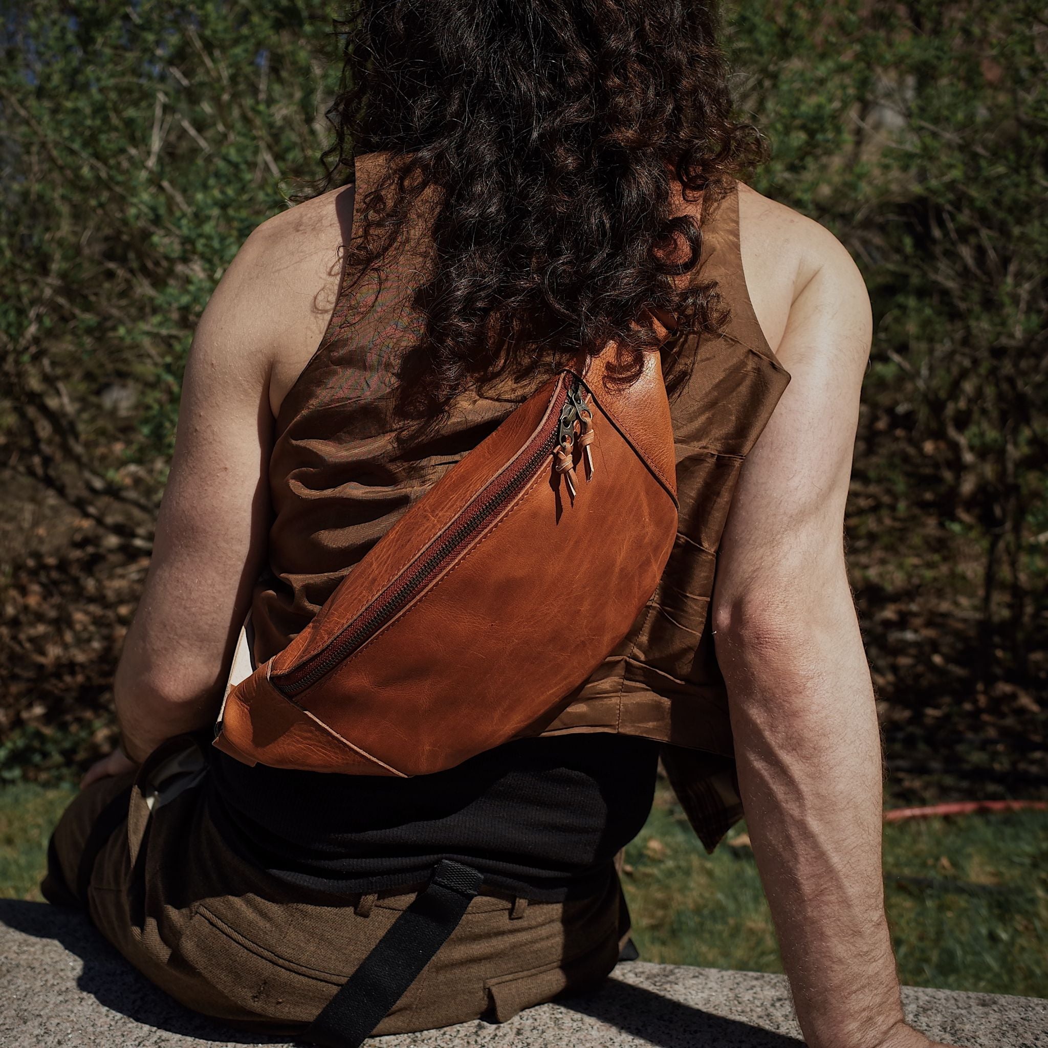 Spacious English Tan Leather Fanny Pack Built to Last