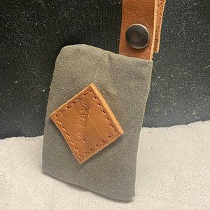 Waxed canvas & leather poop bag holder