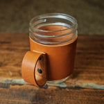 Load image into Gallery viewer, italian vegtan leather sleeve cup holder mason jar
